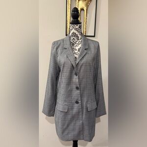 Steve Madden Plaid Boyfriend Tailored Blazer